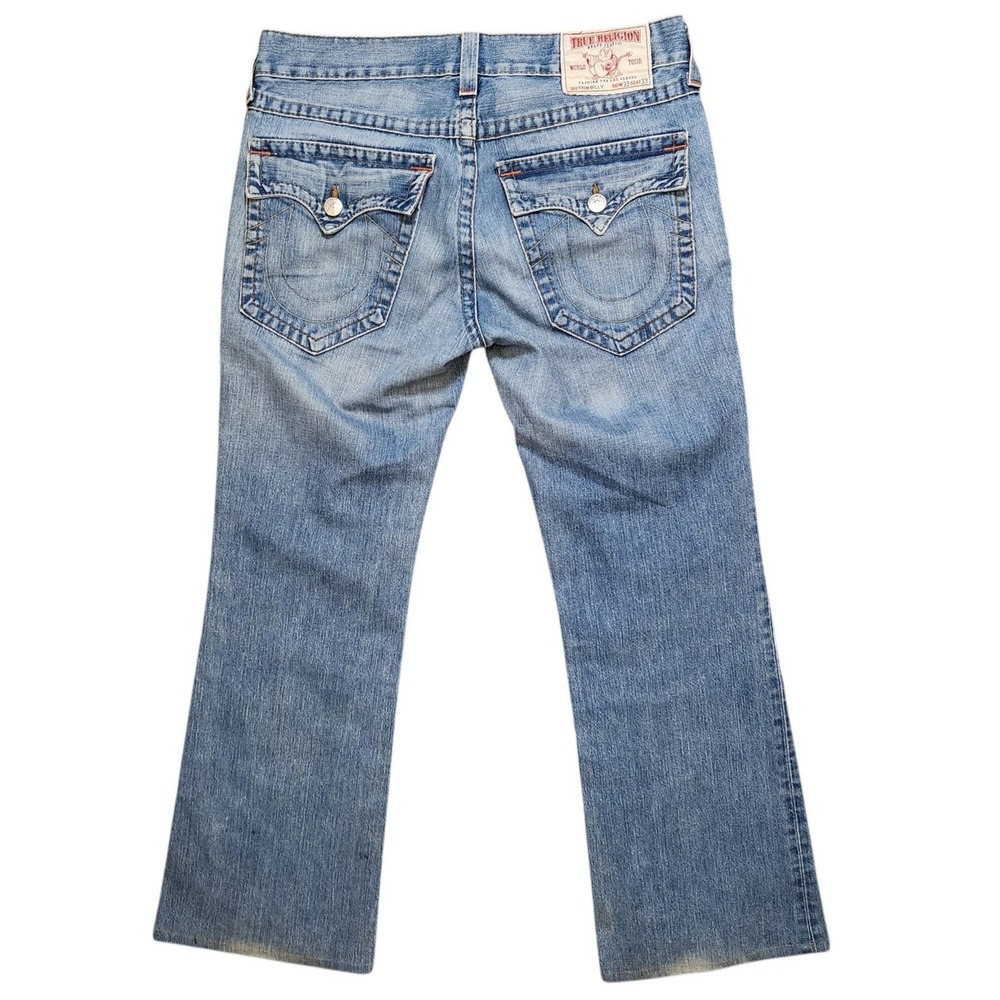 True Religion Mens Billy Bootcut Jeans Row 33 Seat 33 Raw Denim Blue Wash 33x31 - Picture 2 of 7